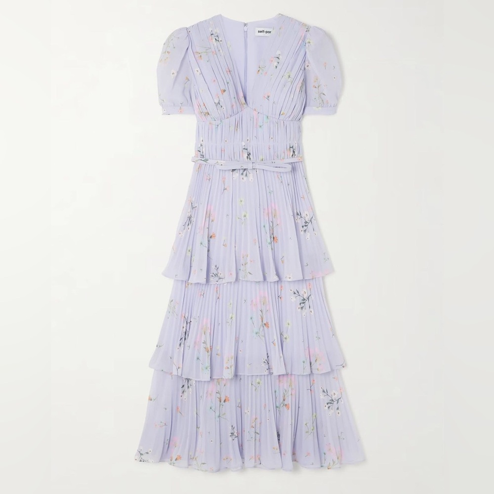 Self-Portrait Lilac Floral Maxi Dress